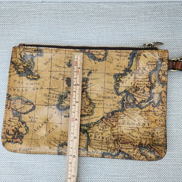Patricia Nash European Map Leather Shoulder Bag Wristlet Set Handbag - Picture 13 of 16
